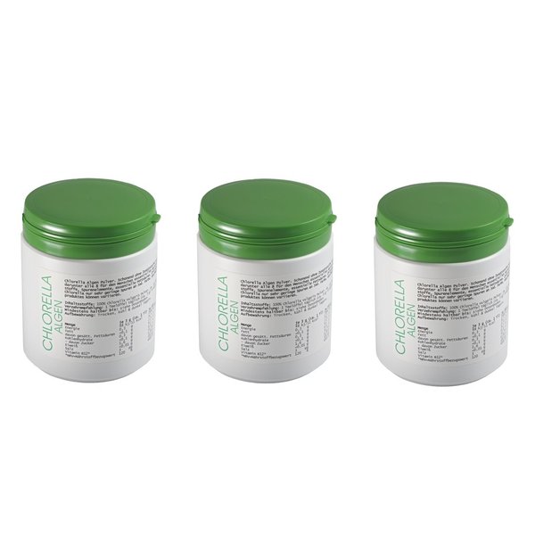 Chlorella vulgaris Algen 350 g Pulver 3er Paket